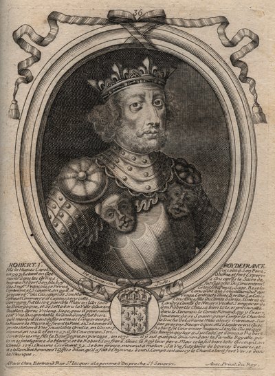Portret Roberta II Pobożnego (ok. 972 - 1031), króla Francji - Króla Roberta II, zwanego Pobożnym - grawerowanie z 