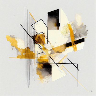 Abstrakcyjne kształty geometryczne, akwarela, druk na żądanie autorstwa F. Abderrahim