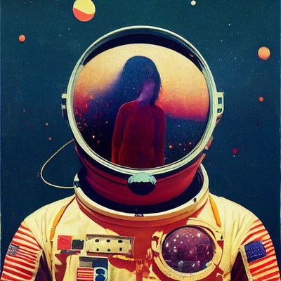 Abstrakcyjne malowanie astronautów w kosmosie, sztuka ścienna | Obrazy na płótnie autorstwa F. Abderrahim