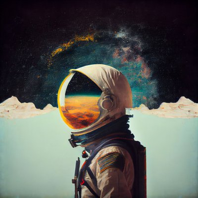 Abstrakcyjny obraz samotnego astronauty w kosmosie, wydruki ścienne autorstwa F. Abderrahim
