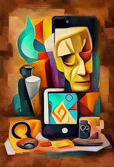 Abstrakcyjne malarstwo surrealistyczne, sztuka inspirowana Picassem, sztuka ścienna do druku autorstwa F. Abderrahim
