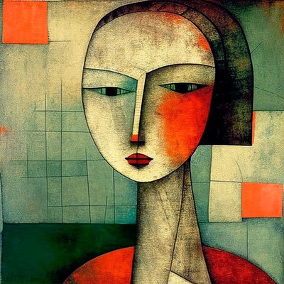 Oczy tajemnicy: abstrakcyjny portret damy w surrealizmie figuratywnym autorstwa F. Abderrahim