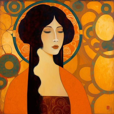 Portret twarzy młodej Japonki z zamkniętymi oczami, wydruki na płótnie autorstwa F. Abderrahim