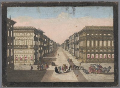 Gezicht op de Strada Nuova te Genua Widok na Stradę Nuova autorstwa familie Remondini (attributed to)