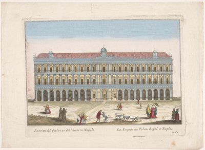 Widok na Palazzo Reale w Neapolu Facciata del palazzo del Vicere w Neapolu (tytuł na obiekcie) autorstwa familie Remondini (attributed to)