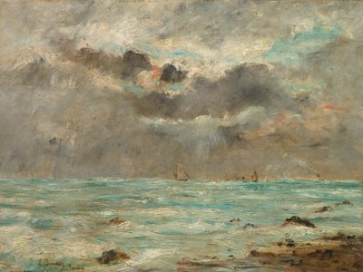 Wybrzeże w Trouville autorstwa imitator of Eugène Boudin
