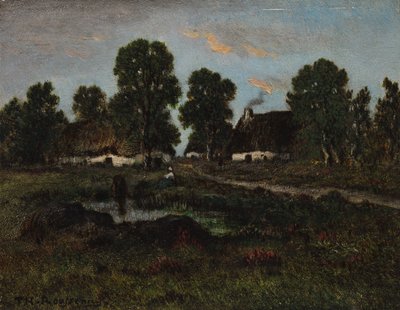 Domki w pobliżu Larchant autorstwa imitator of Théodore Rousseau