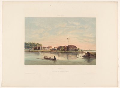 Fort Zeelandia w Paramaribo Surinam. Widok na Fort Zelandia w Paramaribo (tytuł na obiekcie) autorstwa jonkheer Jacob Eduard van Heemskerck