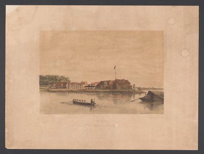 Fort Zeelandia w Paramaribo Surinam. Widok na Fort Zelandia w Paramaribo (tytuł na obiekcie) Indie Zachodnie (tytuł serii na obiekcie) Widoki z holenderskich Indii Zachodnich (tytuł serii) autorstwa jonkheer Jacob Eduard van Heemskerck