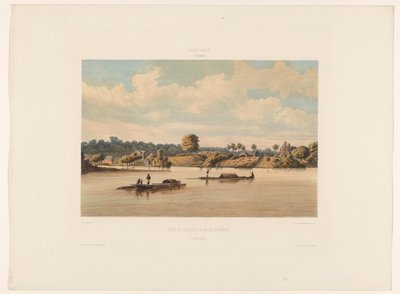 Post Gelderland i Joden Savannah (strona rzeki) (tytuł na obiekcie) autorstwa jonkheer Jacob Eduard van Heemskerck