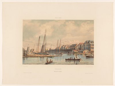 Waaigat i mur miejski Willemstad Curaçao. Waaigat i mur miejski (tytuł na obiekcie) autorstwa jonkheer Jacob Eduard van Heemskerck