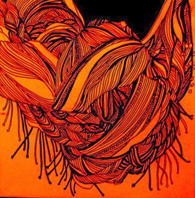 Rdzawy szalik, 2016 (mixed media) autorstwa linda arthurs