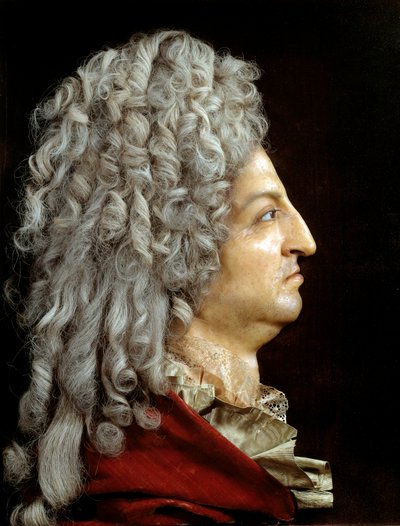 Portret króla Ludwika XIV (1638-1715). Wosk i tkanina Antoine Benoist dit du Cercle (1632-1717). Około 1705 r. Słońce 0,52x0,42 m Wersal, musee du chateau autorstwa or Benoit du Cercle Antoine Benoist