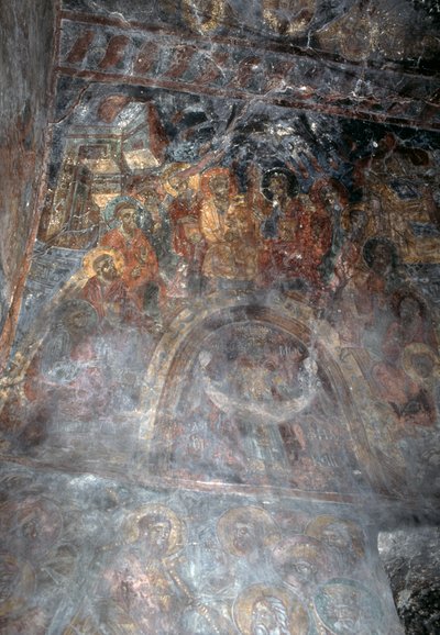 Święci, fresk na suficie kościoła Agia Paraskevi, Anisaraki, Kreta, Grecja (zdjęcie) autorstwa Theodore Charles Ange Coquelin