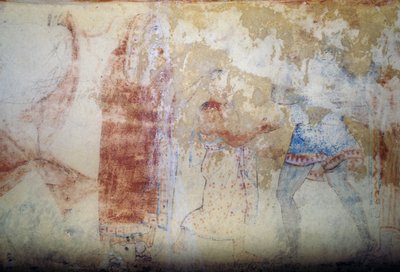 Kobieta i młodość, fresk, Grób Niebieskich Demonów, Nekropolia Tarquinia (Lista Światowego Dziedzictwa UNESCO, 2004), Lacjum, Włochy, Cywilizacja Etrusków, V wiek p.n.e. (zdjęcie) autorstwa Theodore Charles Ange Coquelin