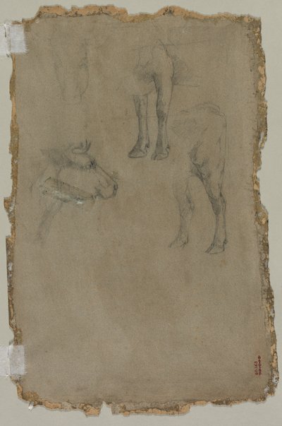 Studia byka (verso) autorstwa possibly by Johan Barthold Jongkind