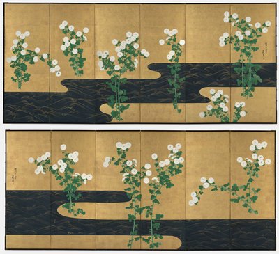 Chryzantemy nad strumieniem autorstwa possibly by Ogata Kōrin