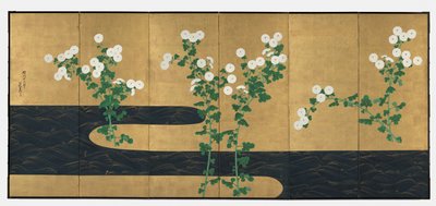 Chryzantemy nad strumieniem autorstwa possibly by Ogata Kōrin