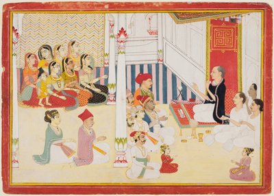 Nauczyciel Svetambara Jain udzielający instrukcji autorstwa possibly by Sahib Ram
