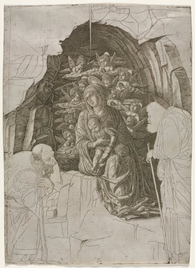 Dziewica z Dzieciątkiem w Grocie autorstwa probably by the so called Premier Engraver