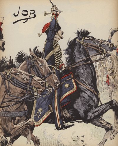 Francuski kawalerzysta wojen napoleońskich (kolor lito) autorstwa pseudonym for Onfray de Breville Jacques Job