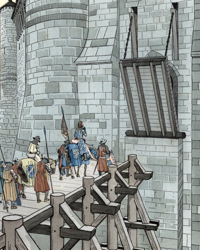 Wojna stuletnia: Philippe VI de Valois prosi o azyl w Château de Broye (1346) autorstwa pseudonym for Onfray de Breville Jacques Job