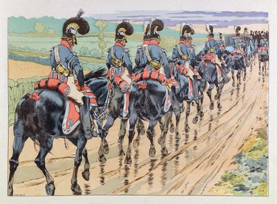 Jacques Marie Gaston Onfray de Breville zwany PRACĄ (1858 - 1931); Ilustracja z książki „Les epees de France””: Imperiale escort towarzyszący Napoleonowi; Dz.U., Udostępnij autorstwa pseudonym for Onfray de Breville Jacques Job