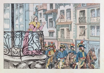 Jacques Marie Gaston Onfray de Breville z pracy (1858 - 1931); Ilustracja z książki „Les epees de France”: Generał Louis Lazare Hoche (1768-1797) kala na czele swoich wojsk; Zb, część autorstwa pseudonym for Onfray de Breville Jacques Job