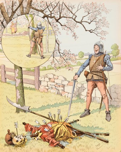 Jacques Marie Gaston Onfroy de Breville dit JOB (1858-1931) - Le Franc Archer de Bagnolet (dzieło komiksowe z XV wieku z fanfaronem żołnierzem), kolekcja prywatna autorstwa pseudonym for Onfray de Breville Jacques Job