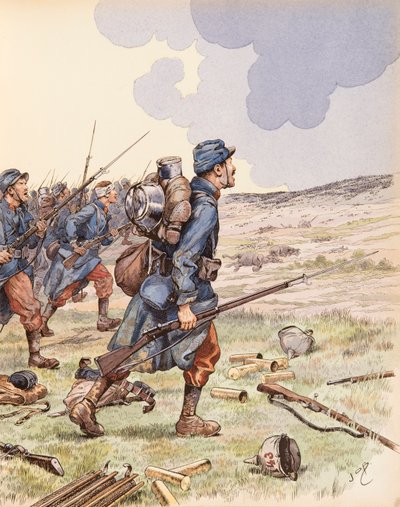 Jacques Marie Gaston Onfroy de Breville dit JOB (1858-1931) - Les poilus podczas bitwy nad Marną podczas I wojny światowej, kolekcja prywatna autorstwa pseudonym for Onfray de Breville Jacques Job
