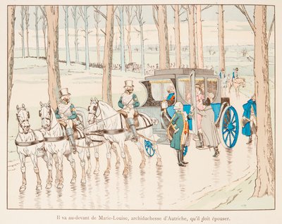 Jacques Marie Gaston Onfroy de Breville dit JOB (1858-1931) - Napoleon Bonaparte idzie na front Marie Louise z Austrii przed ślubem w 1810 roku, kolekcja prywatna autorstwa pseudonym for Onfray de Breville Jacques Job