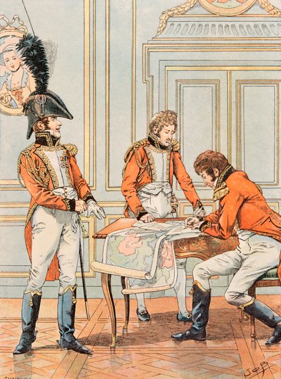 Jacques Marie Gaston Onfroy de Breville dit JOB (1858-1931) - Strój wojsk francuskich przez cały czas: Aide de Camp of Vice Connetable Louis Alexandre Berthier (1753-1815), Prince de Neuchâtel, Major General, Private Collection autorstwa pseudonym for Onfray de Breville Jacques Job