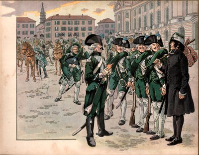 Joachim Murat (1767-1815) wstąpił do Regimentu Łowców Ardenów w 1787 roku. Grawer Jacques Marie Gaston Onfray de Breville dit Job (1858-1931) autorstwa pseudonym for Onfray de Breville Jacques Job