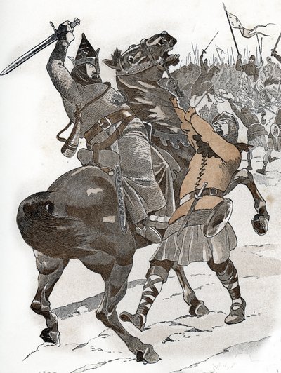 Ludwik VI le Gros w bitwie pod Bremule (1119) „Nie bierzemy króla Francji ani na wojnie, ani w szachach!” autorstwa pseudonym for Onfray de Breville Jacques Job