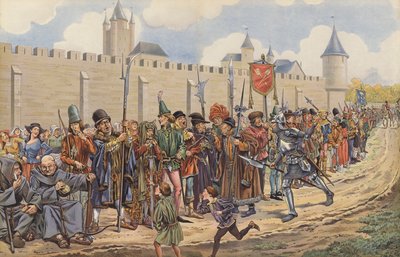 Ludwik XI podniósł armię z obywateli Paryża (kolor lito) autorstwa pseudonym for Onfray de Breville Jacques Job
