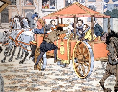 Morderstwo Henryka IV, ok. 1900 r. (ilustracja) autorstwa pseudonym for Onfray de Breville Jacques Job