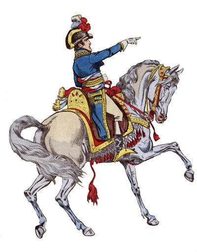 Napoleon na koniu - litografia Hioba (Jacques Onfroy de Breville) z „”Le Grand Napoleon des Petites Enfants””” 1893 autorstwa pseudonym for Onfray de Breville Jacques Job