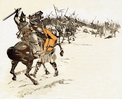 Nigdy nie przyjmuje się odpowiedzi króla szachów Ludwika VI Grosa (1081-1137), króla Franków, zabijając angielskiego żołnierza, który chwycił uzdę jego konia, mówiąc: „Król jest złapany! „” w bitwie pod Brenneville w Normandii 20 kwietnia autorstwa pseudonym for Onfray de Breville Jacques Job