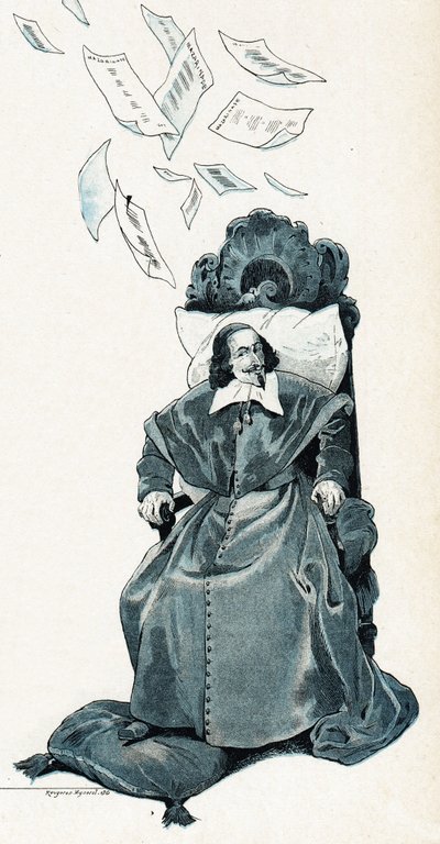 Portret kardynała Julesa Mazarina (Giulio Raimondo Mazzarino lub Mazarino autorstwa pseudonym for Onfray de Breville Jacques Job