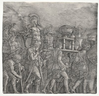 Triumfy Cezara: nosiciele gorsetu autorstwa school of Andrea Mantegna