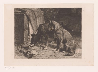 Dwa psy w pułapce na szczury autorstwa van den Eyken (attributed to)
