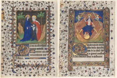 Kartki z Księgi Godzin: Nawiedzenie i Chrystus w Sądzie autorstwa workshop of Boucicaut Master