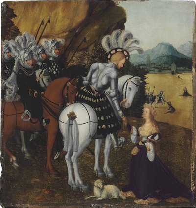 Cesarz Maksymilian I jako św autorstwa workshop of Lucas Cranach the Elder