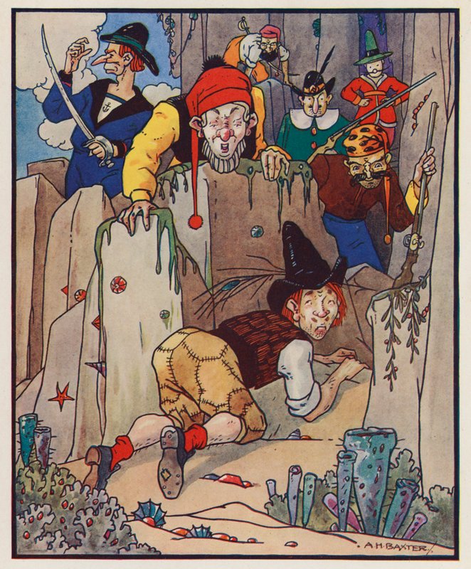 Ilustracja do Podróży Guliwera Jonathana Swifta (kolorowa litografia) autorstwa (after) American School