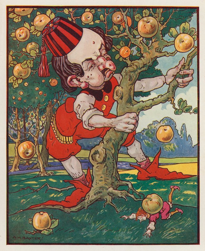 Ilustracja do Podróży Guliwera Jonathana Swifta (kolorowa litografia) autorstwa (after) American School