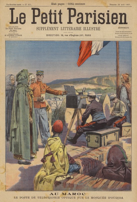 Telegraf optyczny ustawiony na meczecie w Oudja, Maroko (kolor lito) autorstwa (after) Carrey