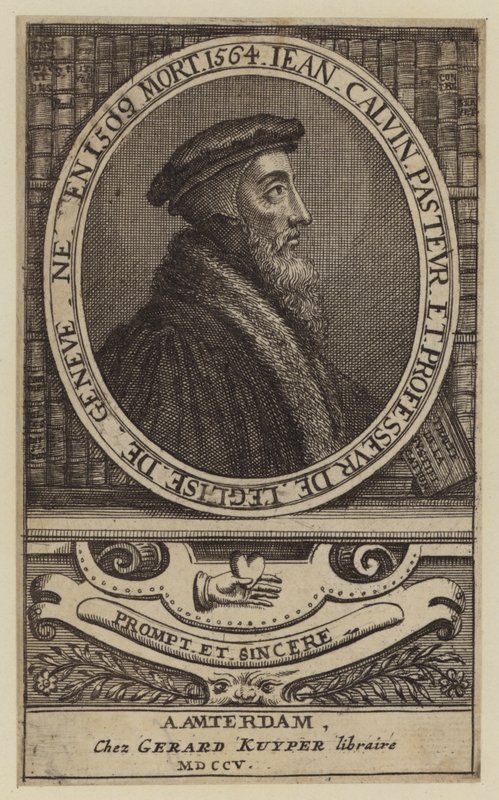 John Calvin, francuski teolog i pastor reformacji protestanckiej (rytownictwo) autorstwa (after) Dutch School