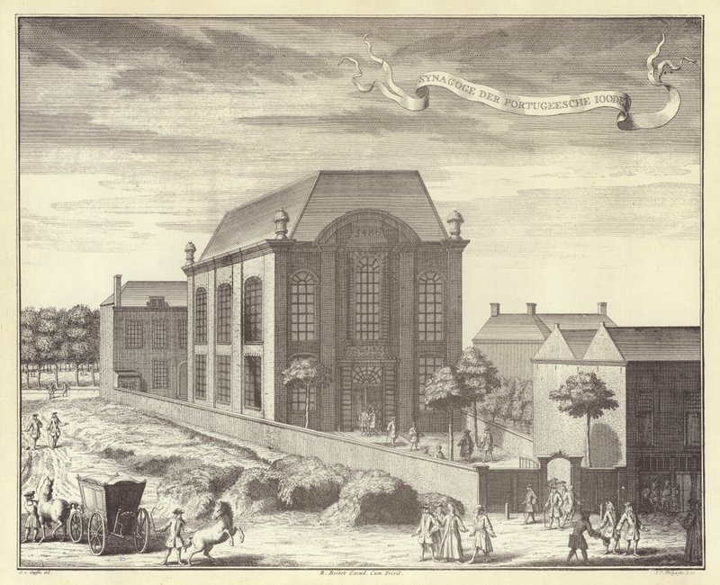 Synagoga Portugalska w Amsterdamie (rycina) autorstwa (after) Dutch School