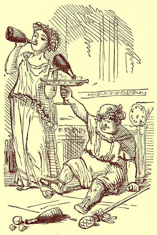 Grupa bachanalijska, z bardzo starej wazy, ilustracja z „Komiksowej historii Rzymu” Gilberta Abbotta a Becketta, opublikowana ok. 1850 r. (obraz ulepszony cyfrowo) autorstwa (after) English School