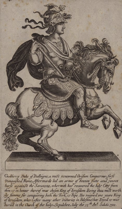 Godfrey z Bouillon, francuski rycerz, krzyżowiec i król Jerozolimy (rycina) autorstwa (after) English School